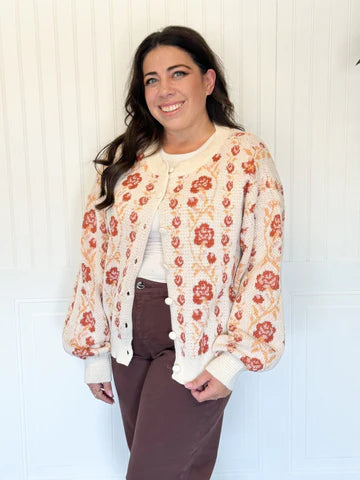 WILDFLOWER HAVEN FLORAL KNIT CARDIGAN