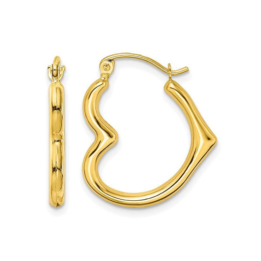 10K YELLOW GOLD OPEN HEART SMALL HOOP