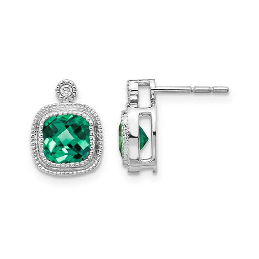 1.72 CARAT LAB CREATED EMERALD EARRINGS IN 10K WHITE GOLD
