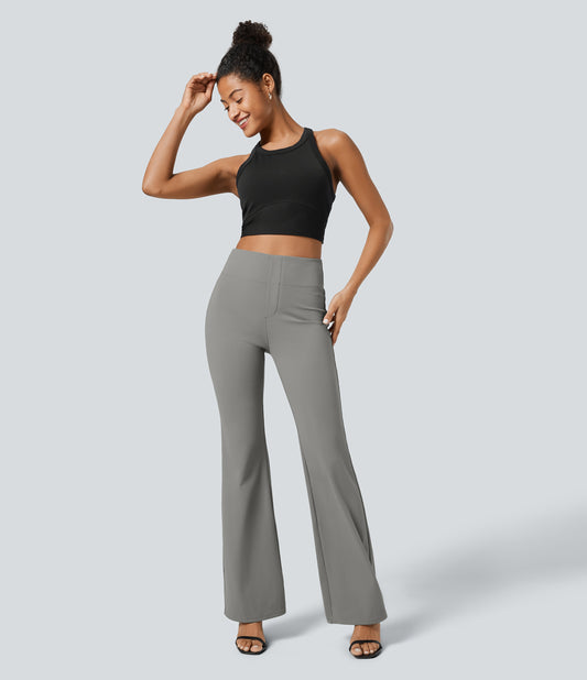 High waisted back side pocket slight flare work pants