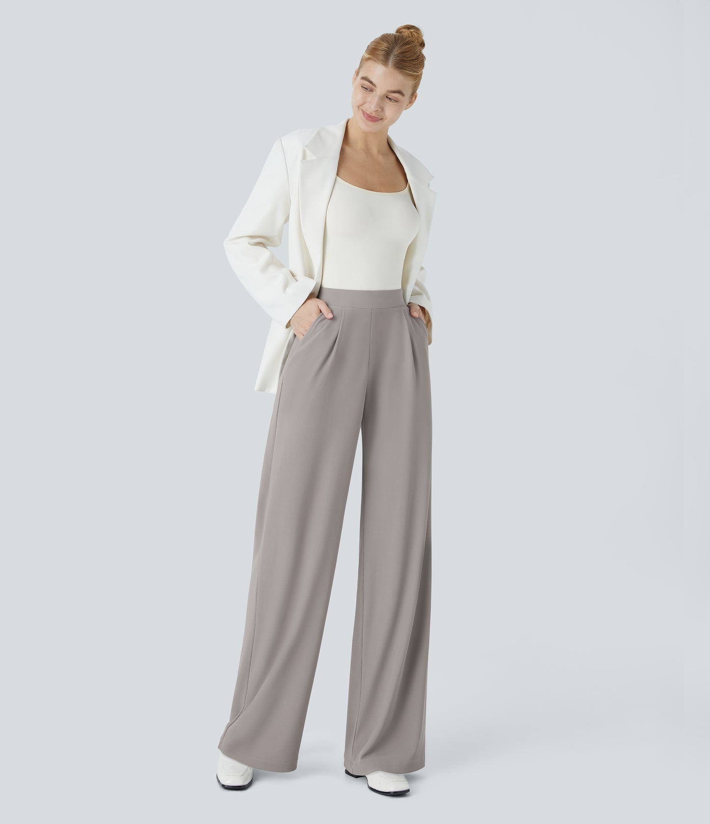 High waisted body sculpt waist slimming pocket wide pants