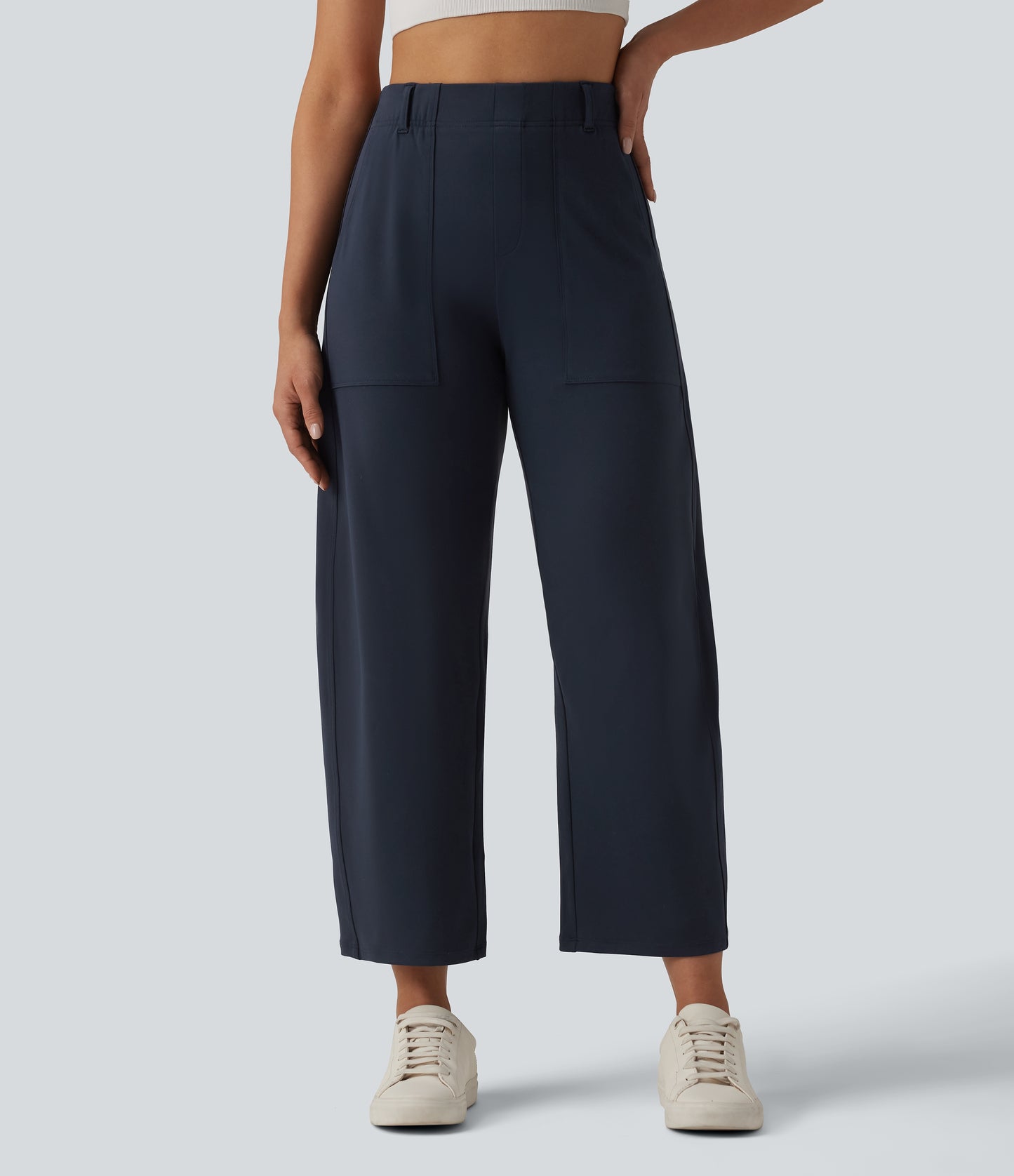 Day stretch high waisted barrel leg casual pants with pockets