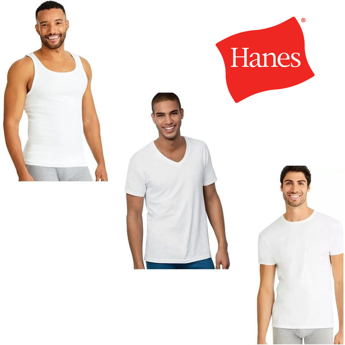 HANES MENS COMFORT SOFT 100% COTTON TAGLESS UNDERSHIRT 6 PACK
