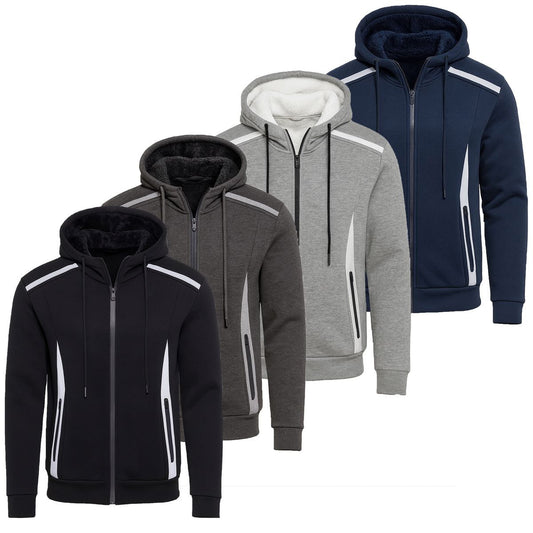 MENS SHERPA FLEECE LINED REFLECTIVE TECH FULL ZIP HOODIE