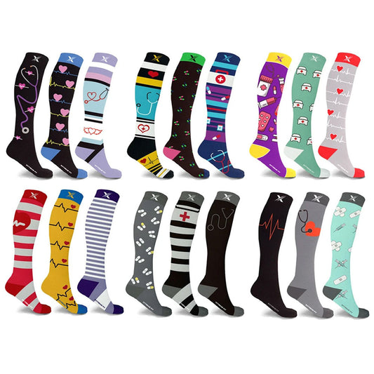 MEDICAL PRINT KNEE HIGH EVERYDAY WEAR COMPRESSION SOCKS 3 PAIRS