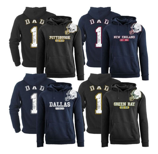 MENS #1 DAD FOOTBALL HELMET PULL OVER HOODIE