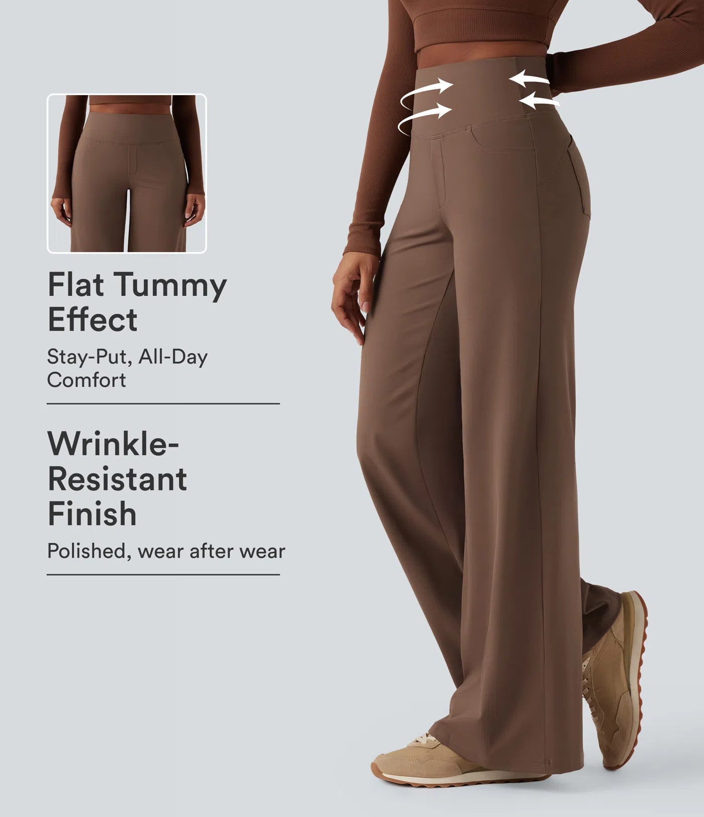 DAY STRETCH HIGH WAISTED TUMMY CONTROL WIDE LEG BAGGY YOGA PANTS