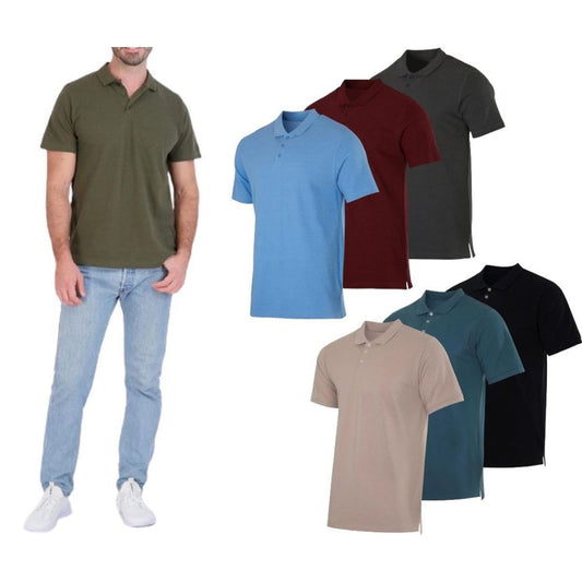 MENS COTTON PIQUE SHORT SLEEVE POLO SHIRTS 3 PACK