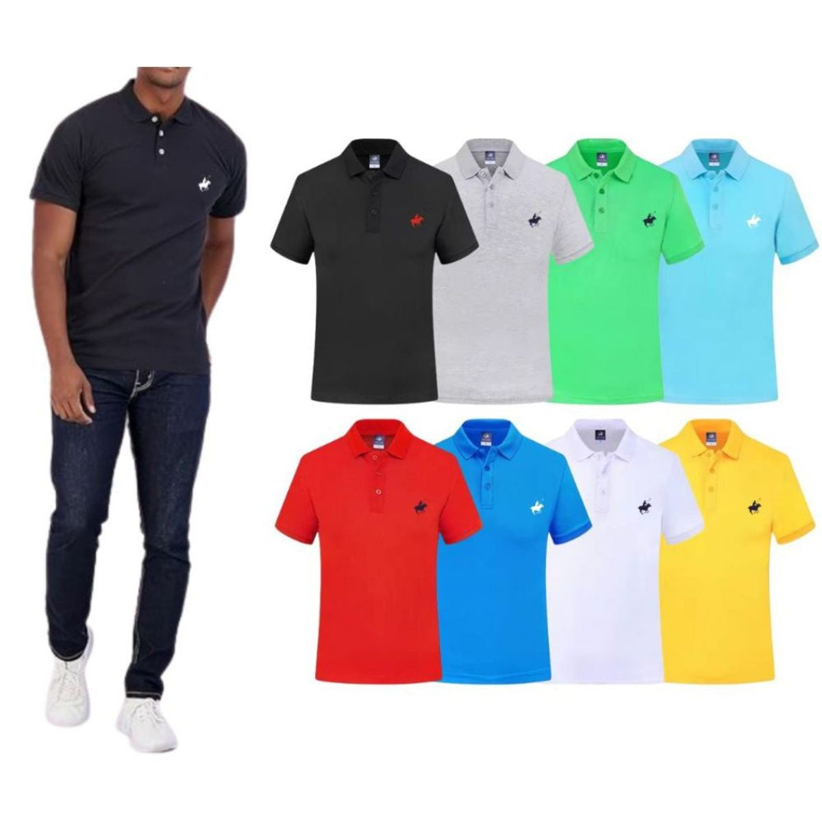 MENS 100% COTTON PIQUE POLO SHIRT 4 PACK