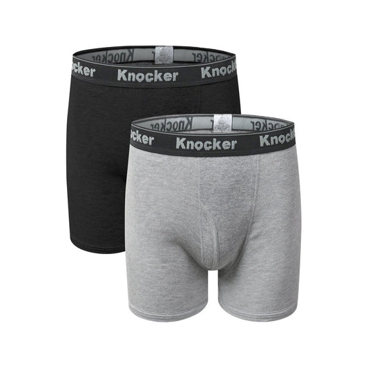 KNOCKER MENS 100% COTTON BOXER BRIEFS 2 PACK