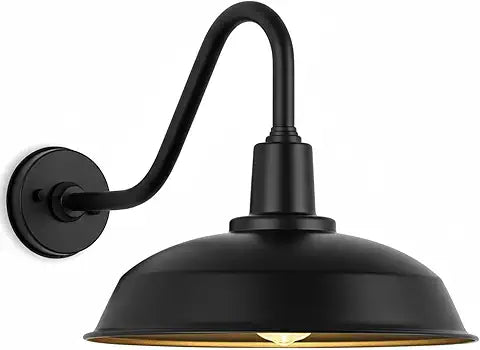 15 INCH LARGE BLACK OUTDOOR GOOSENECK BARN LIGHT