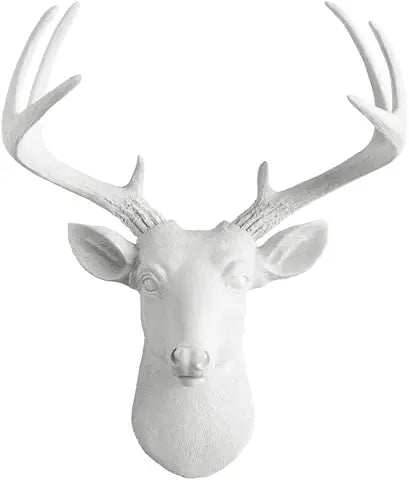 WHITE DEER HEAD WALL DECOR