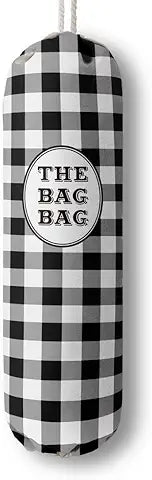 BLACK WHITE BUFFALO CHECK PLAID GROCERY BAGS HOLDER