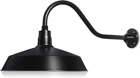 17 INCH SATIN BLACK OUTDOOR GOOSENECK BARN LIGHT FIXTURE