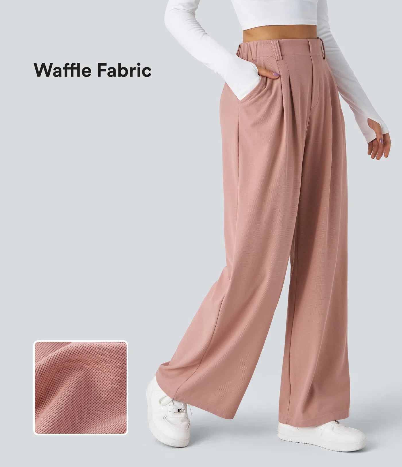 HALARA FLEX HIGH WAISTED POCKET WIDE LEG WAFFLE WORK PANTS