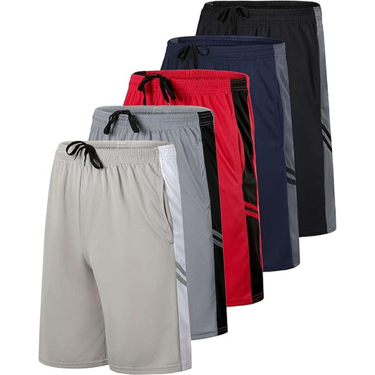 MENS ATHLETIC PERFORMANCE MESH SHORTS 5 PACK