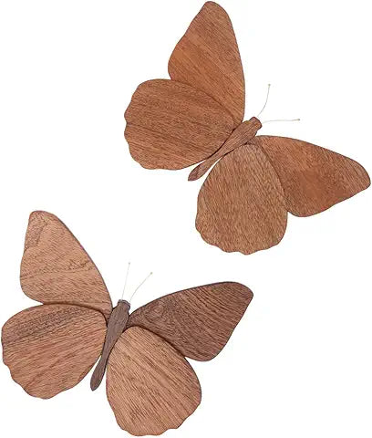 2 PACK HANDMADE WOODEN BUTTERFLY WALL ART