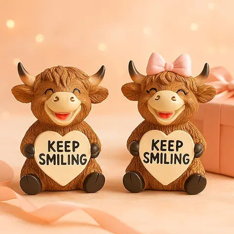 2 PACK HIGHLAND COW RESIN FIGURINE