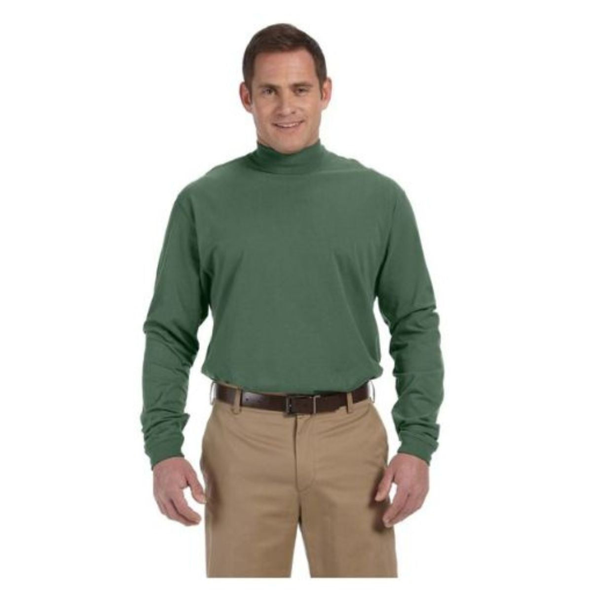 DEVON AND JONES SUEDED COTTON JERSEY MOCK TURTLENECK