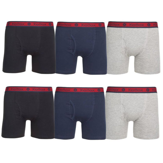 KELTEX MENS COTTON BLEND STRETCH BOXER BRIEFS 6 PAIR