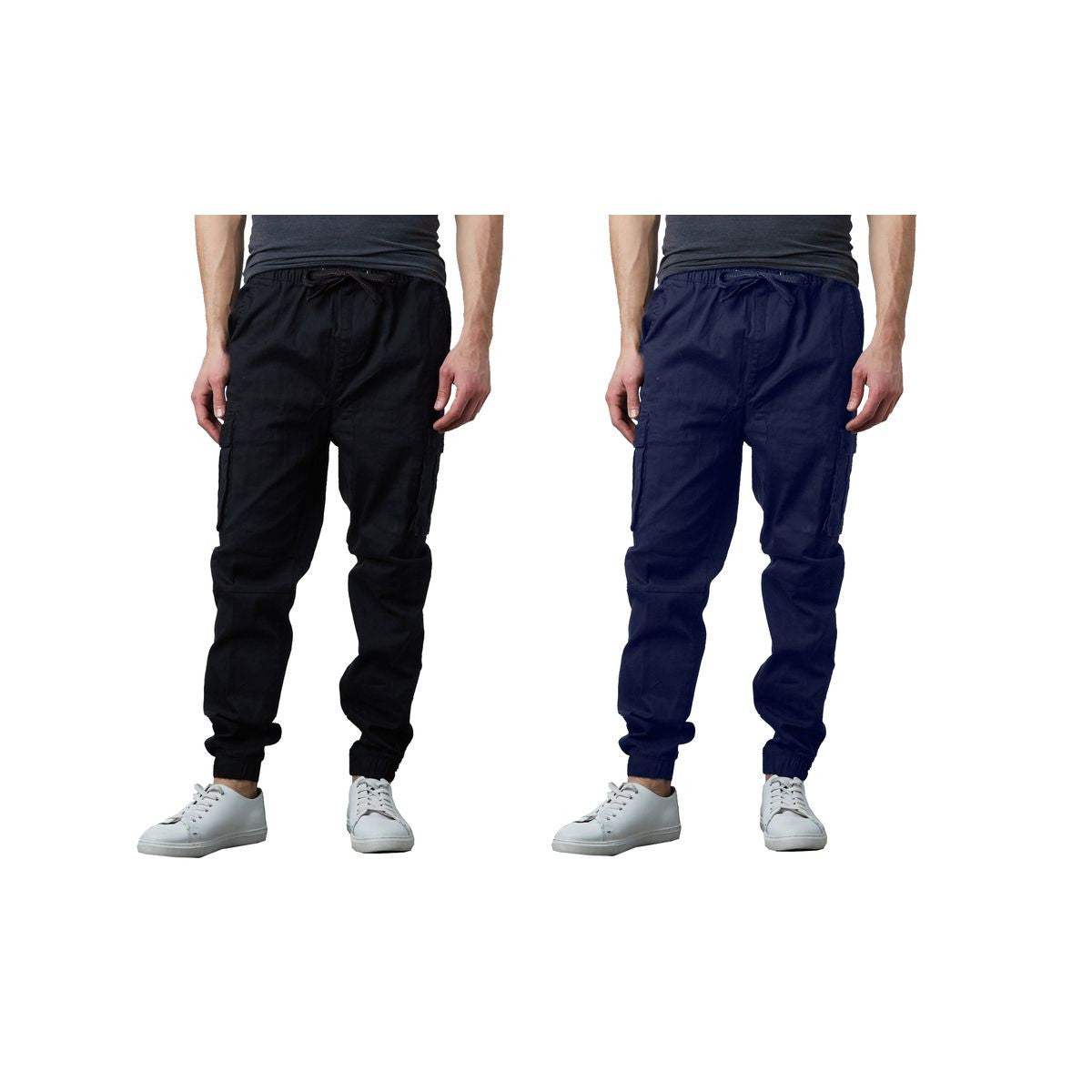 MENS COTTON FLEX STRETCH CARGO JOGGER PANTS 2 PACK