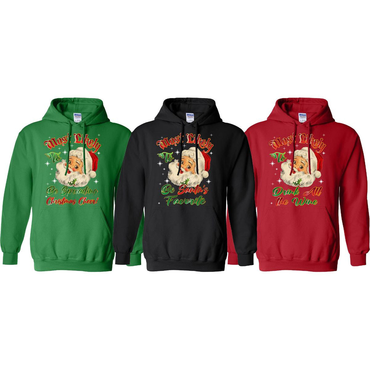 MENS CHRISTMAS THEMED PULLOVER HOODIE WITH DUAL KANGAROO POCKET