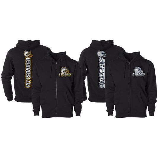MENS ARMY CAMO FOOTBALL ZIP UP HOODIE