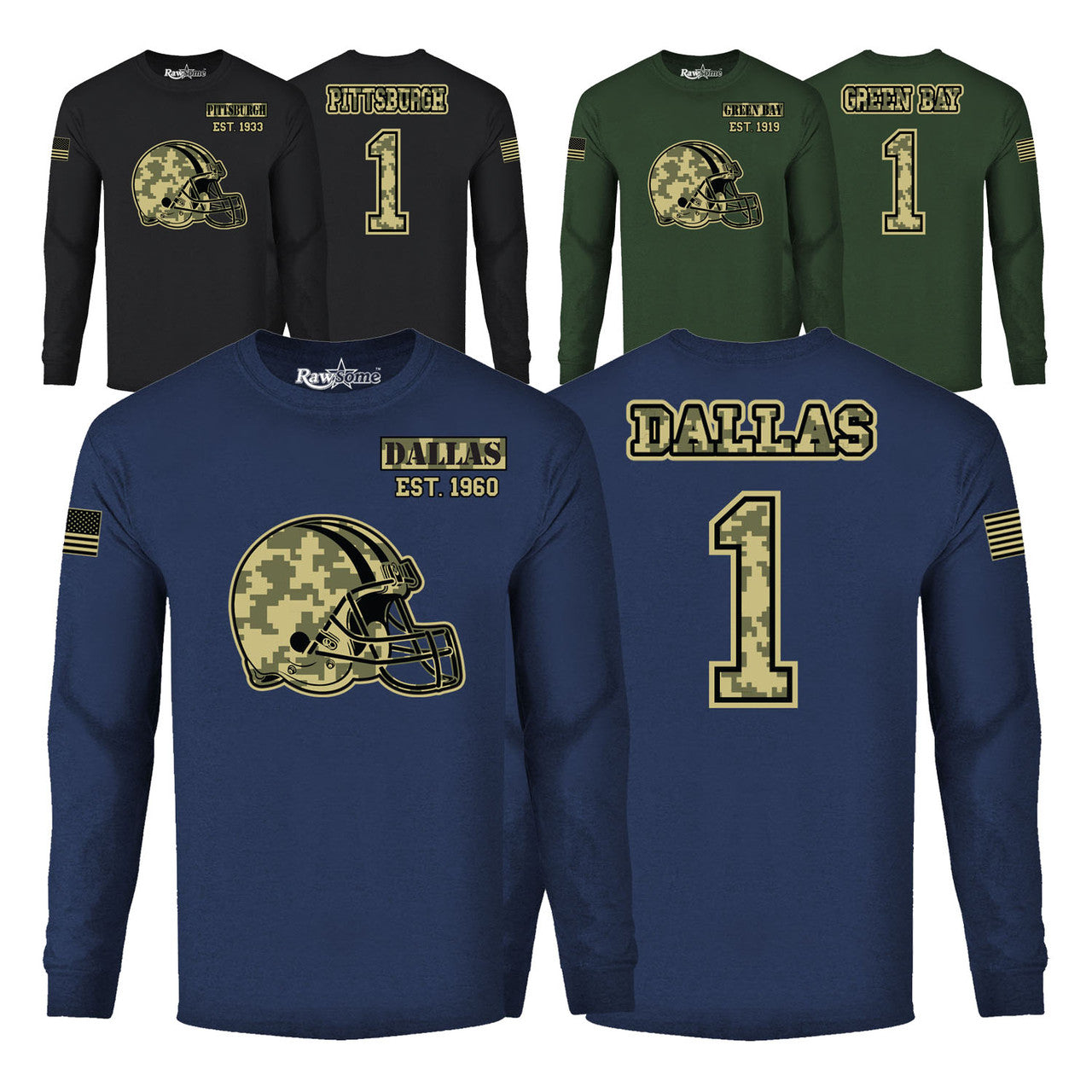 MENS ULTIMATE CAMO FOOTBALL LONG SLEEVE SHIRT