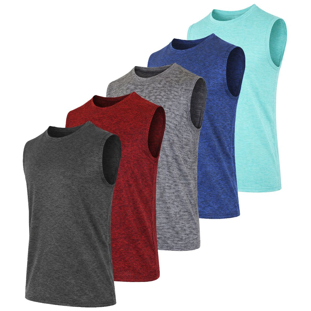 MENS MOISTURE WICKING PERFORMANCE SLEEVELESS MUSCLE TEE 3 PACK