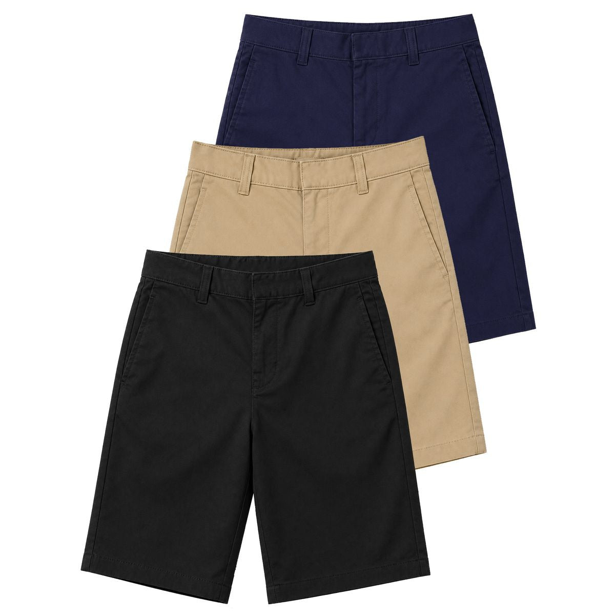 BOYS STRETCH SLIM FIT SCHOOL UNIFORM TWILL SHORTS