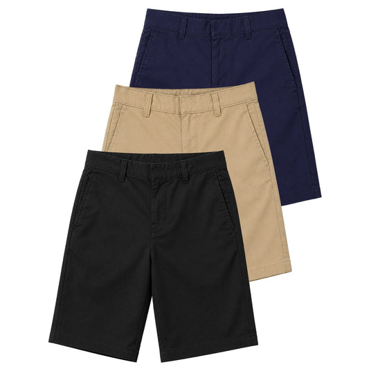 BOYS STRETCH SLIM FIT SCHOOL UNIFORM TWILL SHORTS