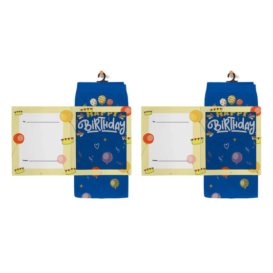 GREETING CARD WITH FUN CREW LENGTH NOVELTY SOCKS 2 PACK