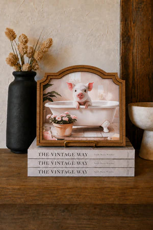 PIG IN TUB PROVINCIAL FRAMED ART