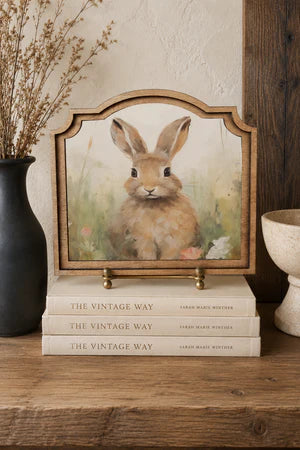 TAN BUNNY PROVINCIAL FRAMED ART