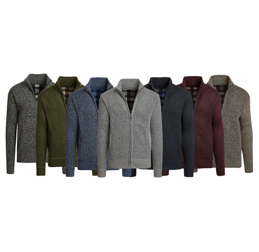 MENS CASUAL FLEECE LINED FULL ZIP SWEATER JACKET