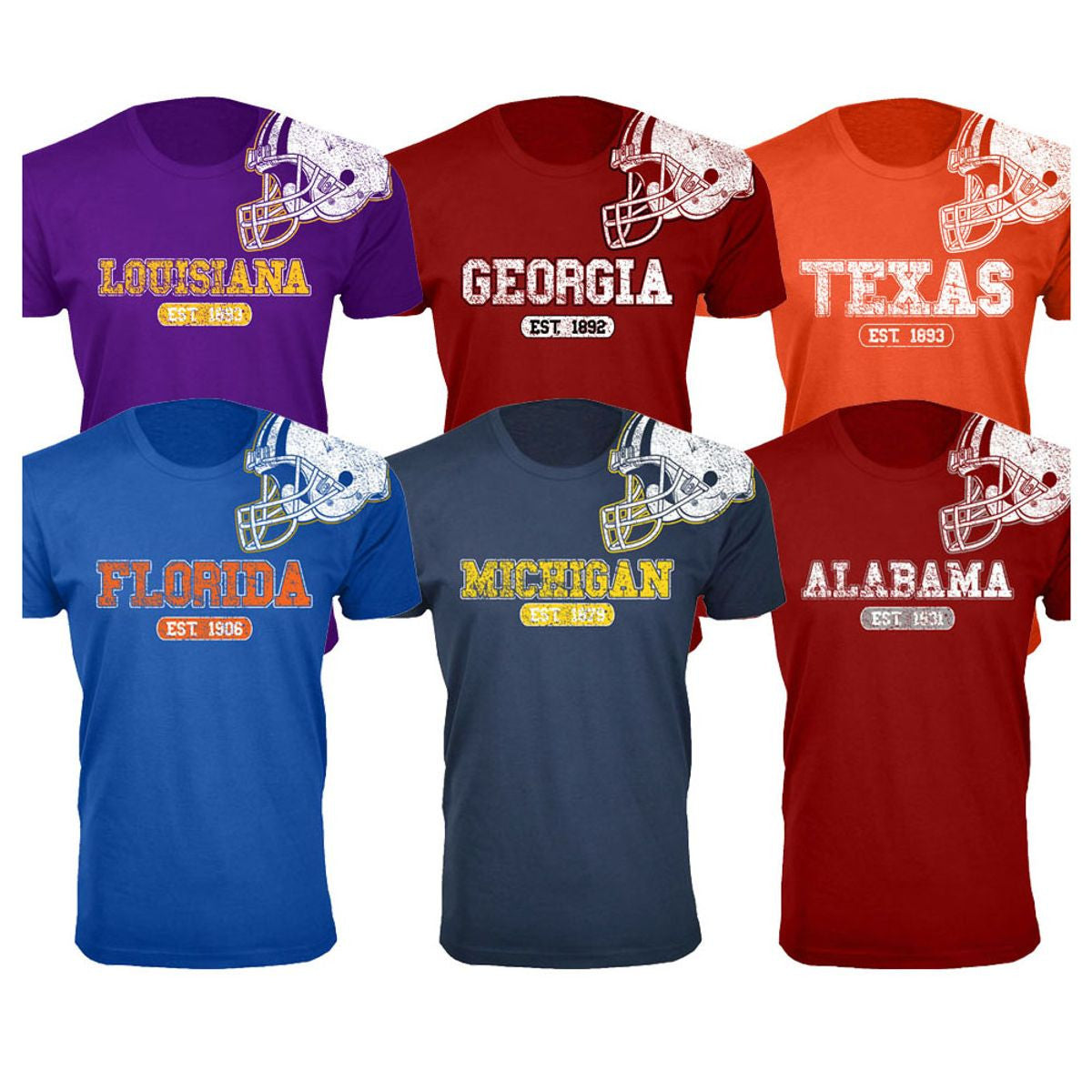 MENS COLLEGE FOOTBALL HELMET T SHIRT