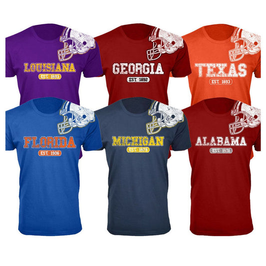 MENS COLLEGE FOOTBALL HELMET T SHIRT