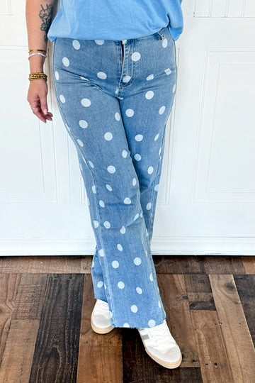 Poppy and pine denim dot jeans