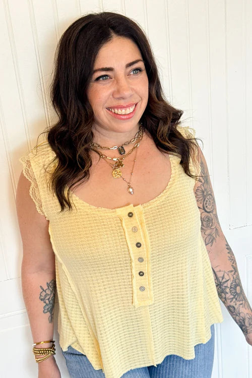The lemon chiffon lace tank