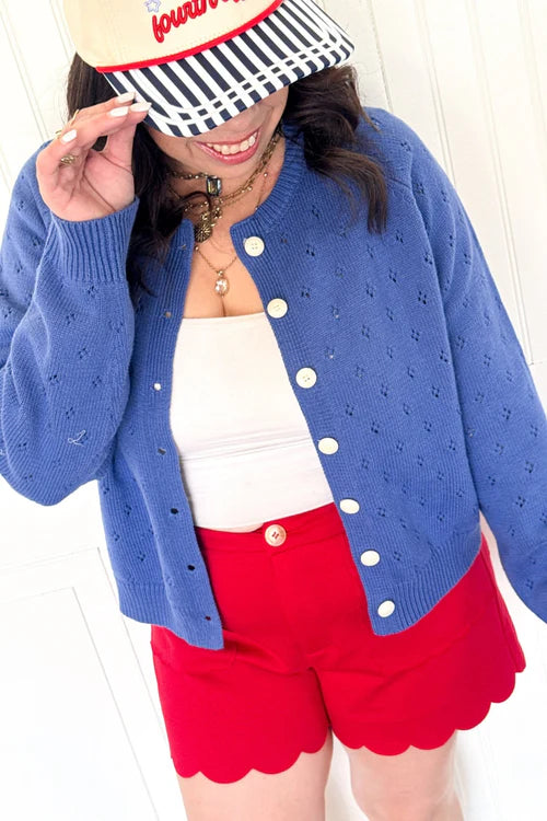 The open work button detail cardigan