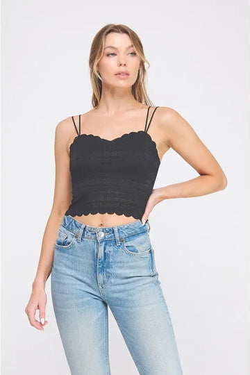 The midnight stripe scallop bralette