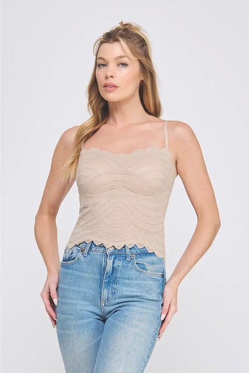 Latte braided scallop lace bralette