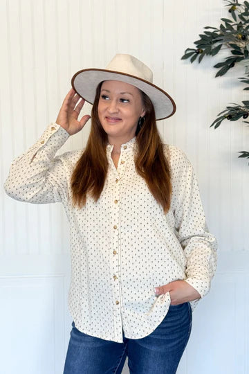 Meadow mist floral gauze button up shirt