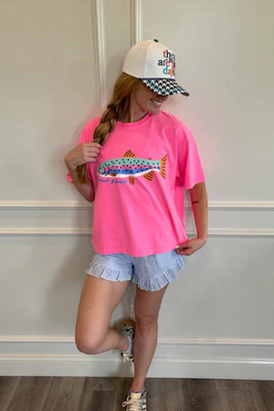 Feel cute rainbow trout crop tee