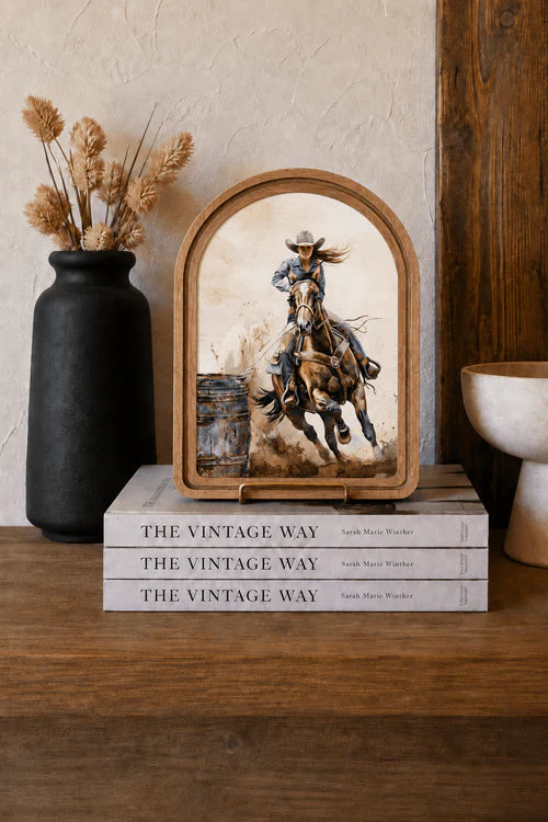 Barrel racer framed art 6x8 inch