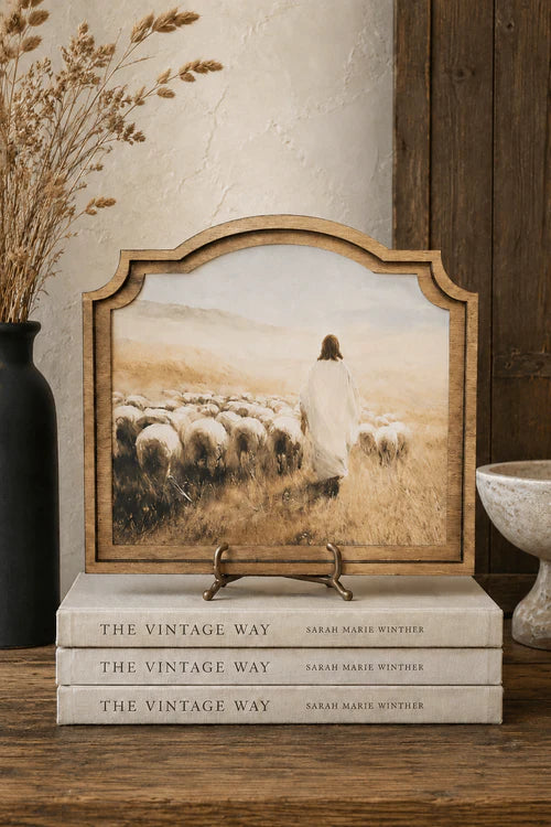Jesus sheep provincial framed art