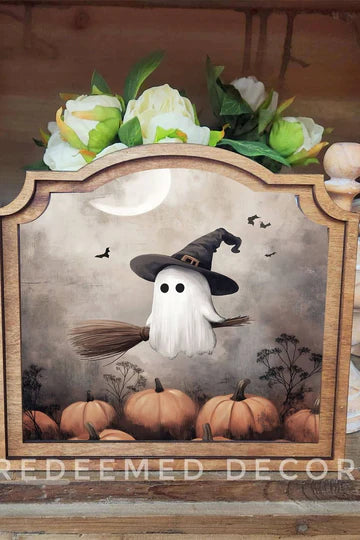 Ghostie witch provincial framed art