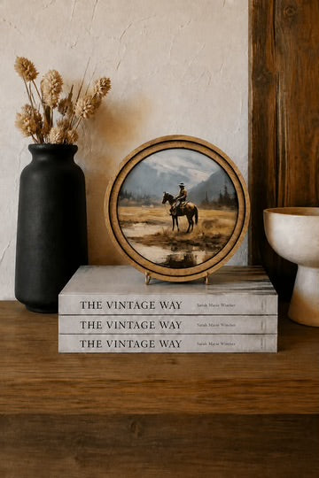 8 inch round mountain  cowboy art