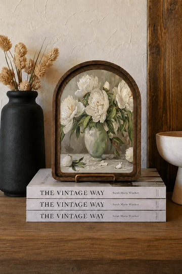 Muted peony arch framed art 8.25x11