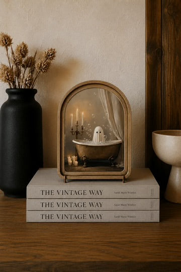 Ghost in tub arch framed art 6x8 inch